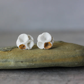 Porcelain Coral Studs White Gold - Tribe Castlemaine