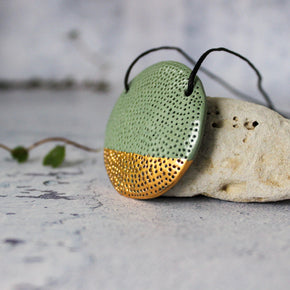 Round Coral Necklace Green Gold - Tribe Castlemaine