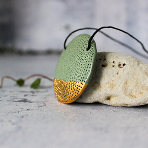 Round Coral Necklace Green Gold - Tribe Castlemaine