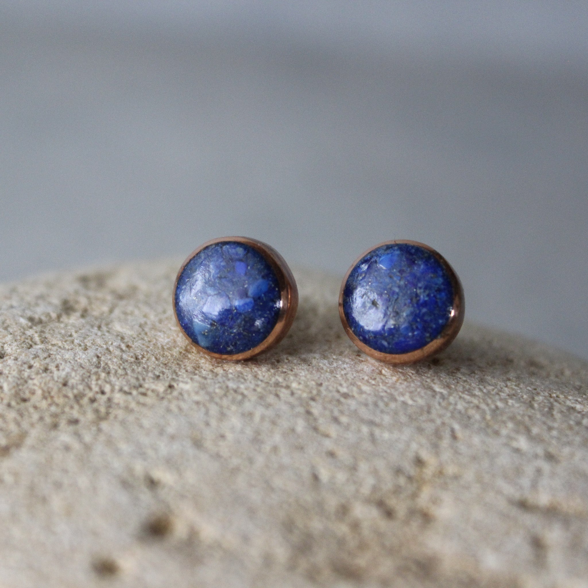 Lapis Lazuli Copper Stud Earrings