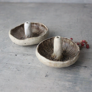Ceramic Mushroom Specimen Keeper / Incense Holder Dishes