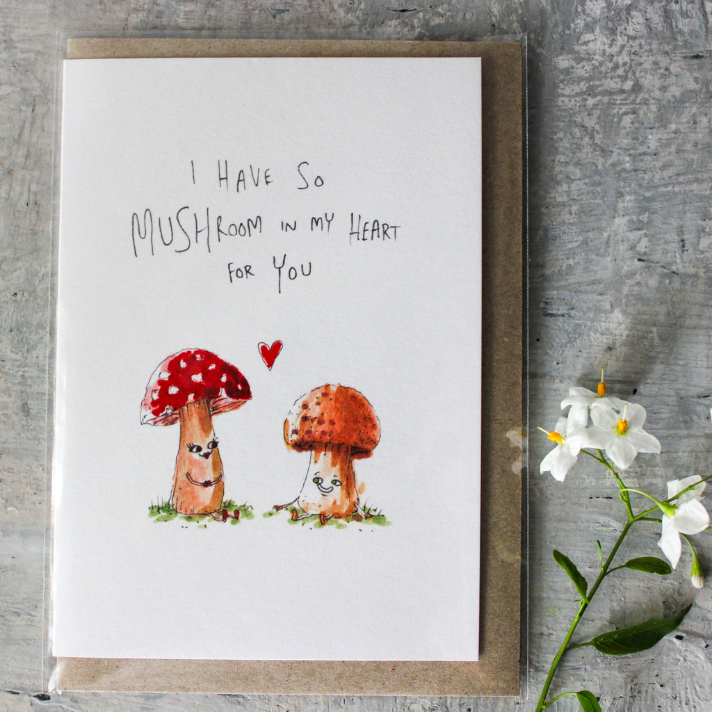 Well Drawn Mushroom Heart Card