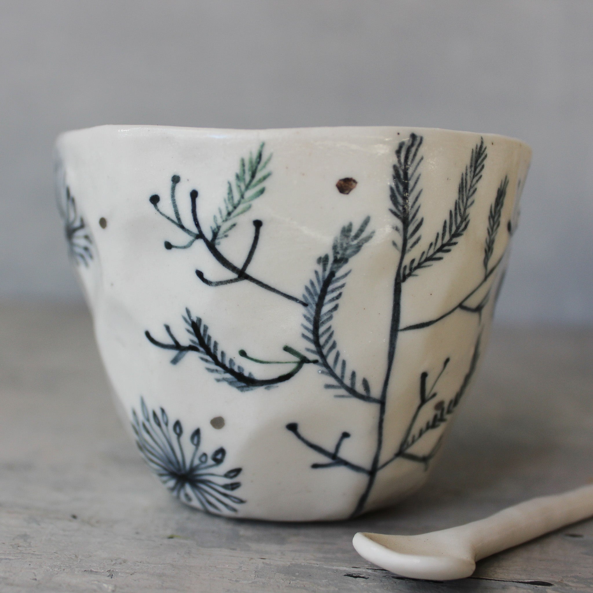 Porcelain Cups : Feather Dandelion Twig