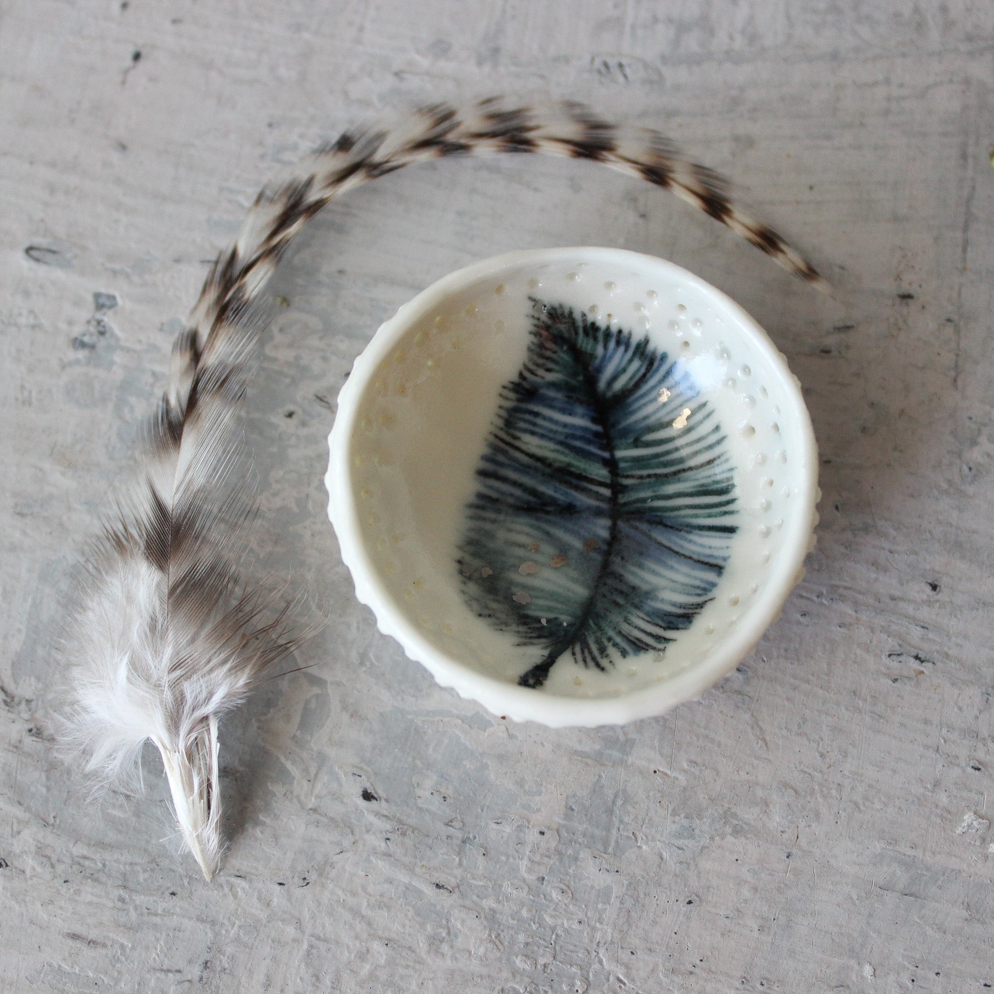 Porcelain Feather Trinket Dishes