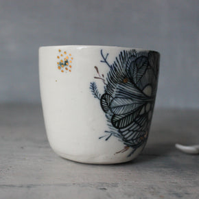 Porcelain Indigo Hand Painted Cups