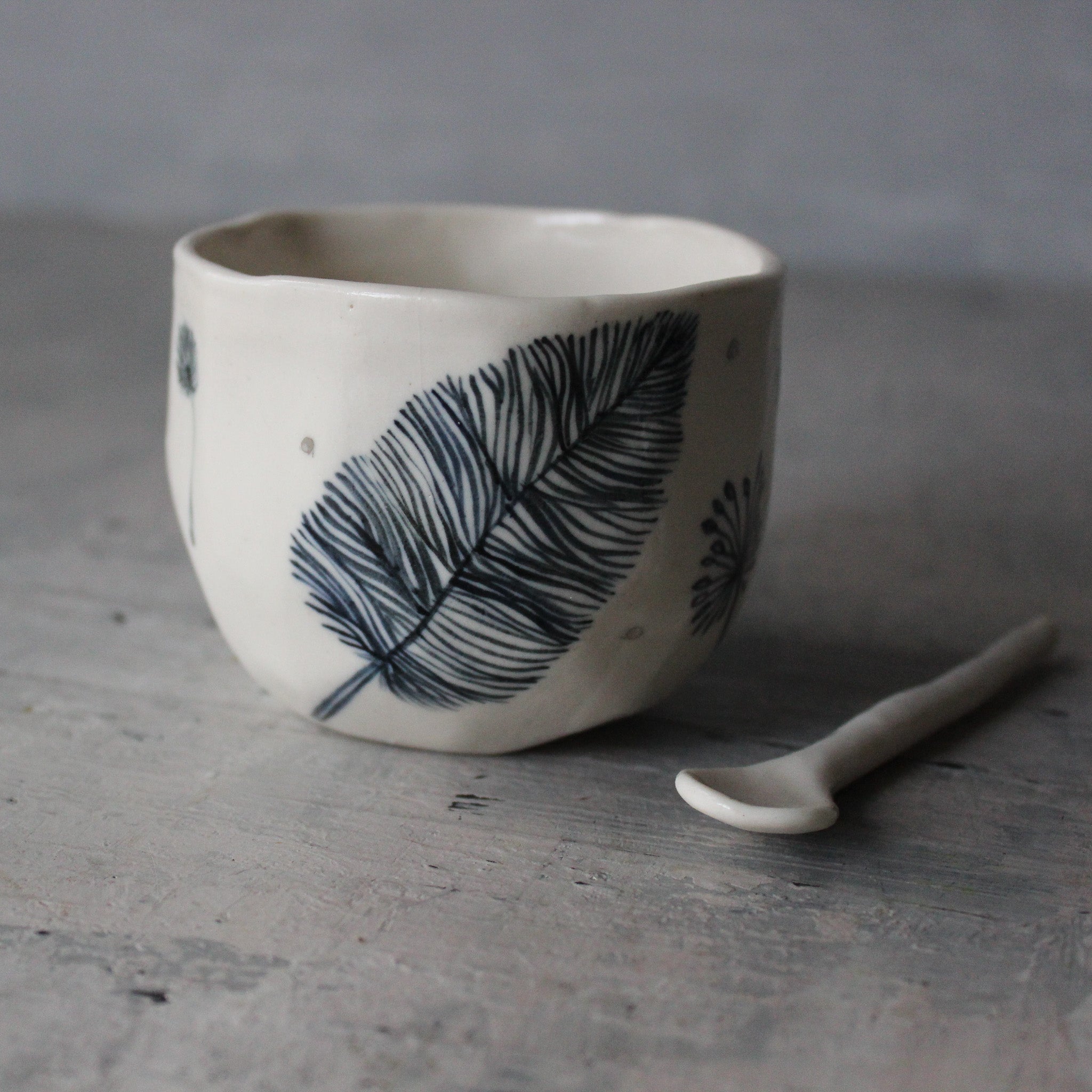 Porcelain Cups : Feather Dandelion Twig