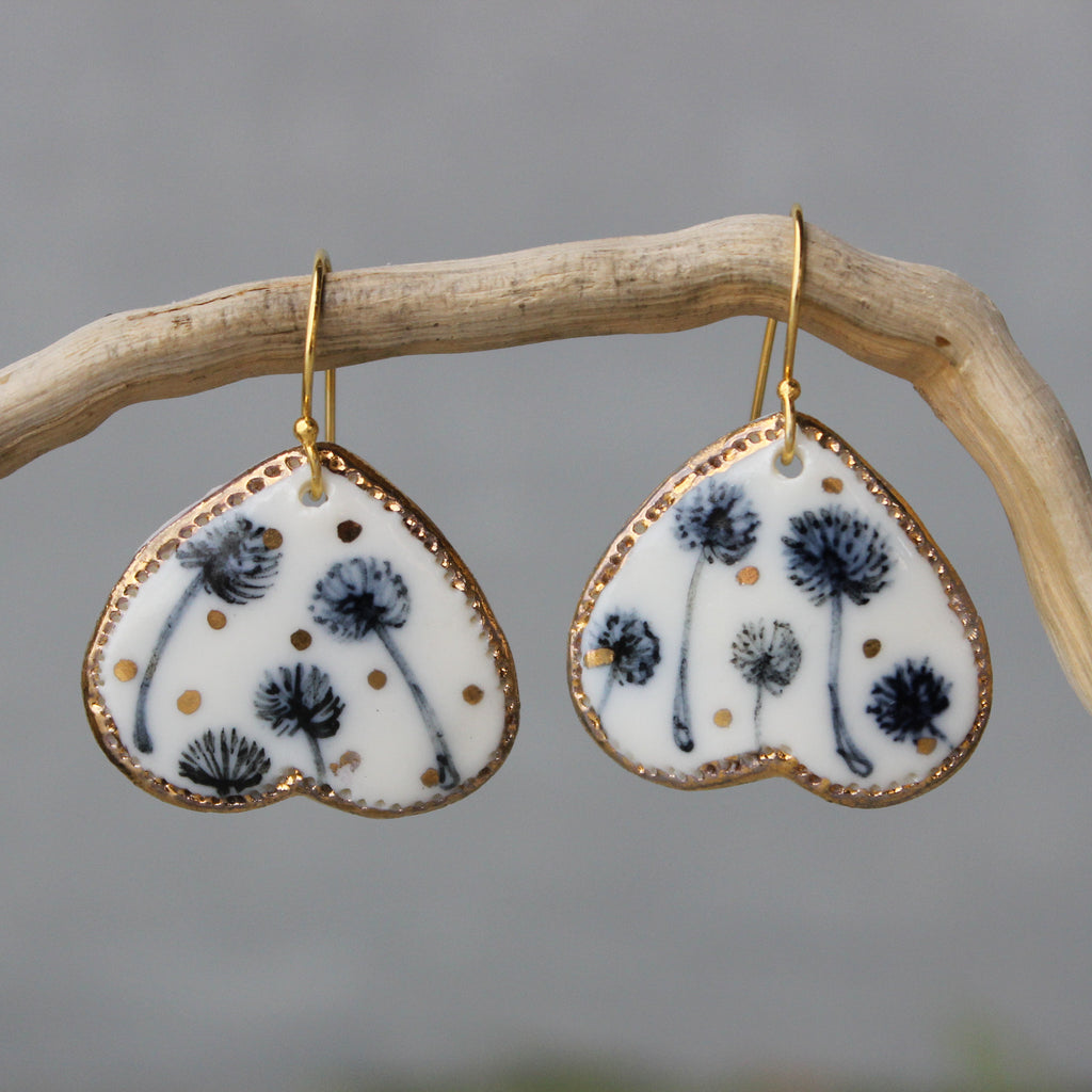 Ceramic Earrings Dandelion Wings