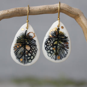 Ceramic Earrings Painted Detail Teardrop