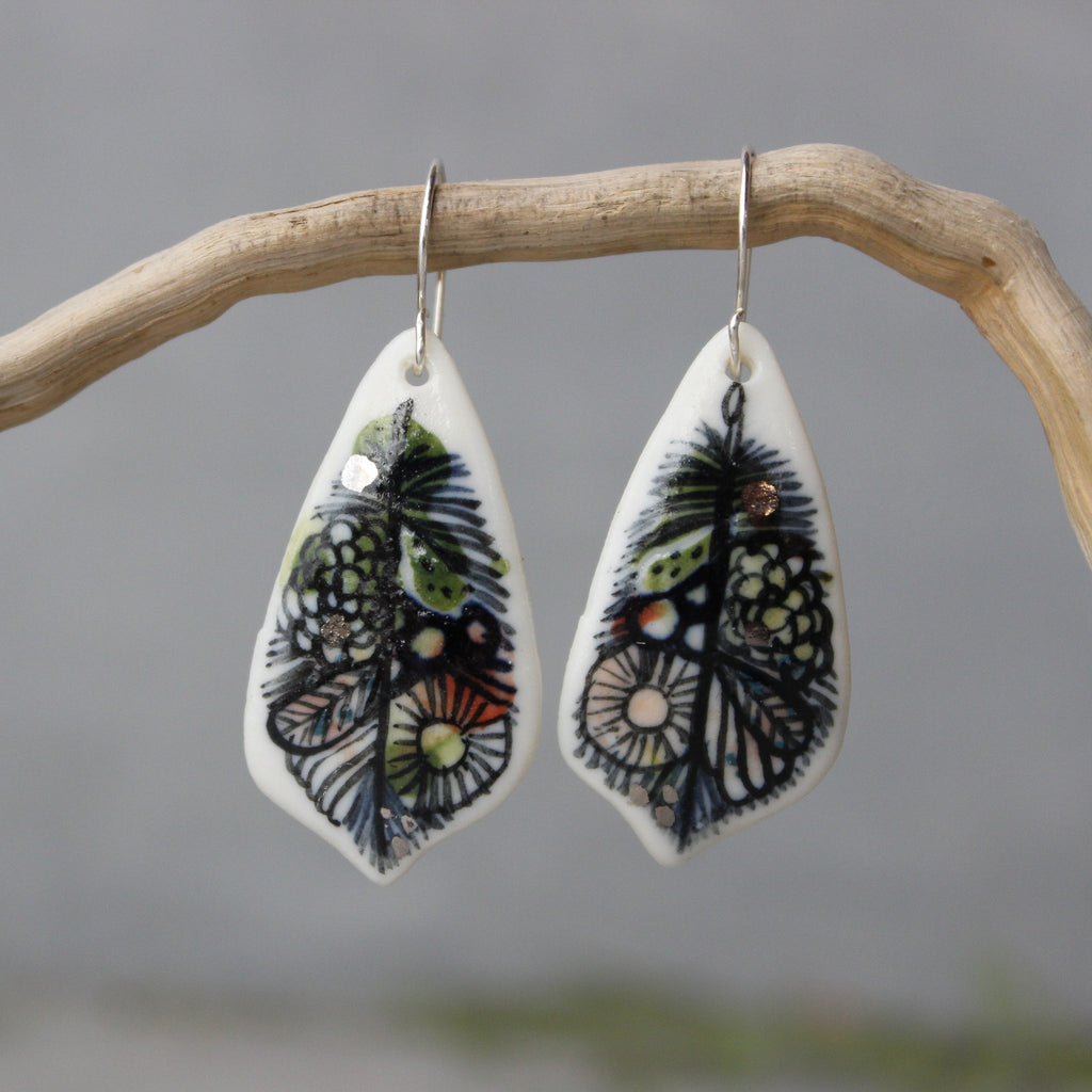 Ceramic Earrings Painted Detail #1