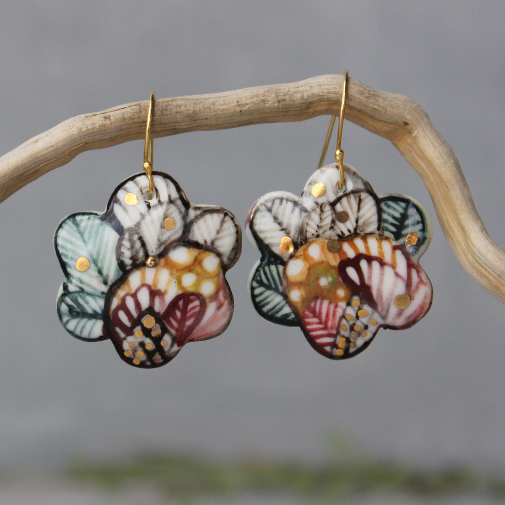 Ceramic Earrings Painted Detail #12