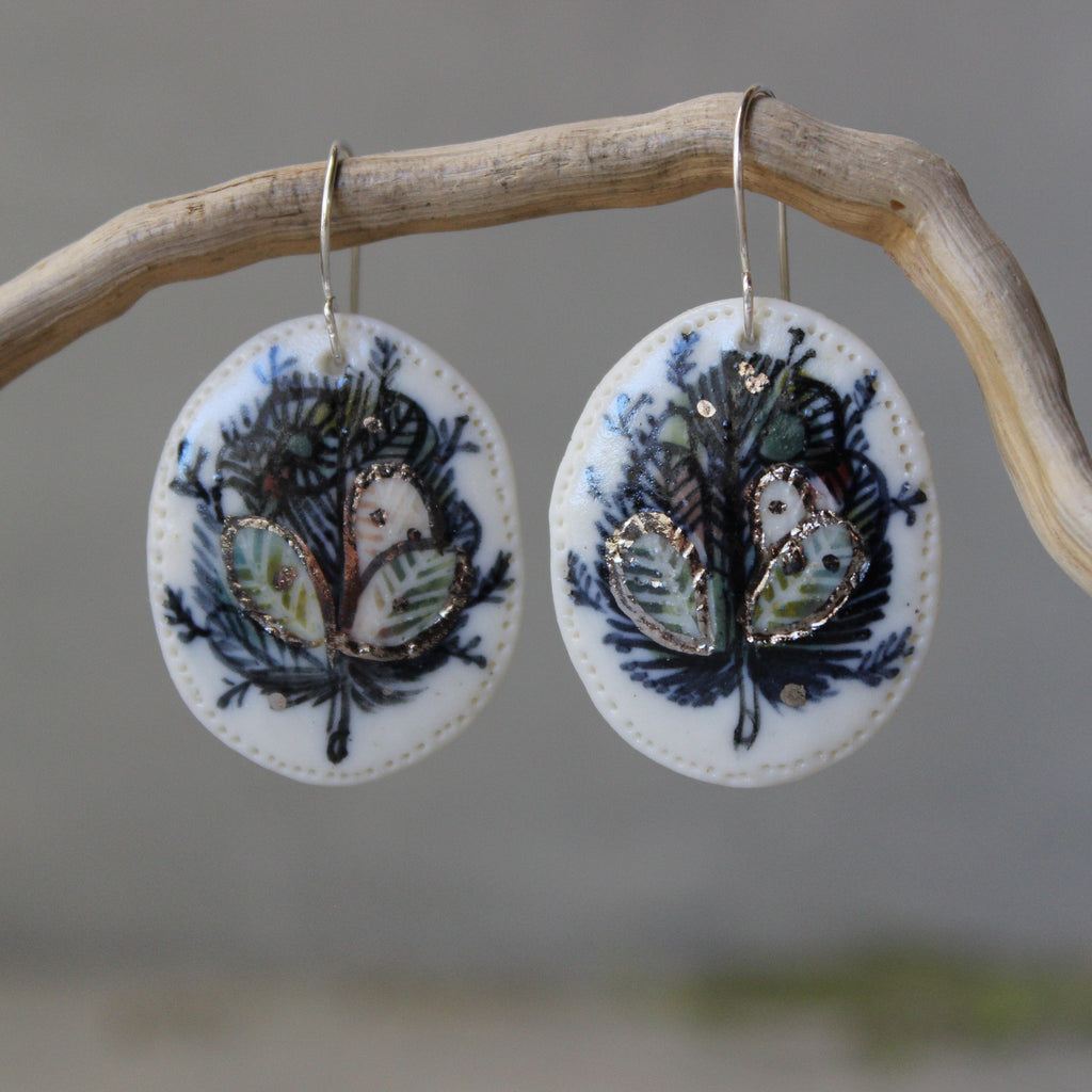 Ceramic Earrings Painted Detail #4