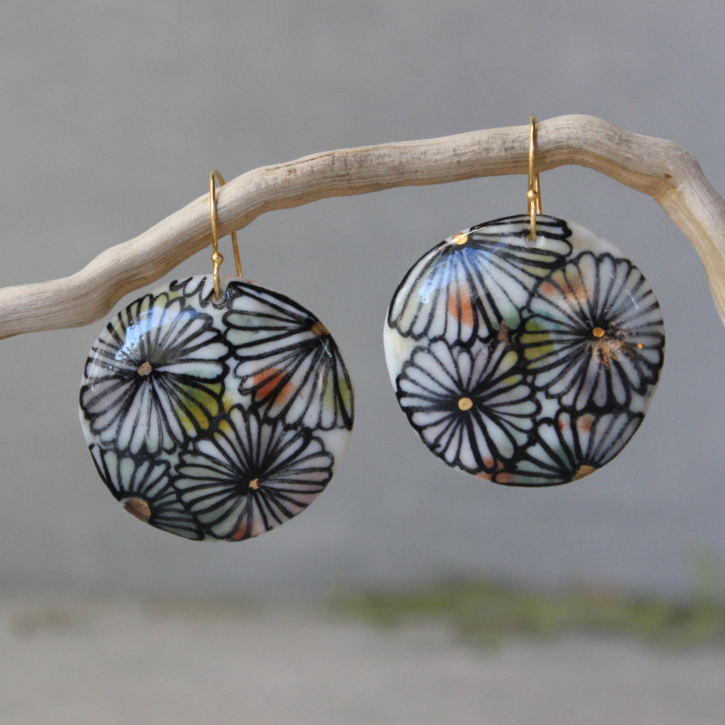 Ceramic Earrings Painted Detail #8