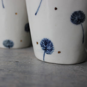 Porcelain Indigo Dandelion Cups