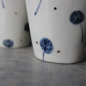 Porcelain Indigo Dandelion Cups