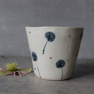 Porcelain Indigo Dandelion Cups