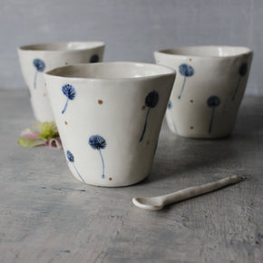Porcelain Indigo Dandelion Cups