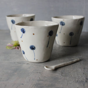 Porcelain Indigo Dandelion Cups