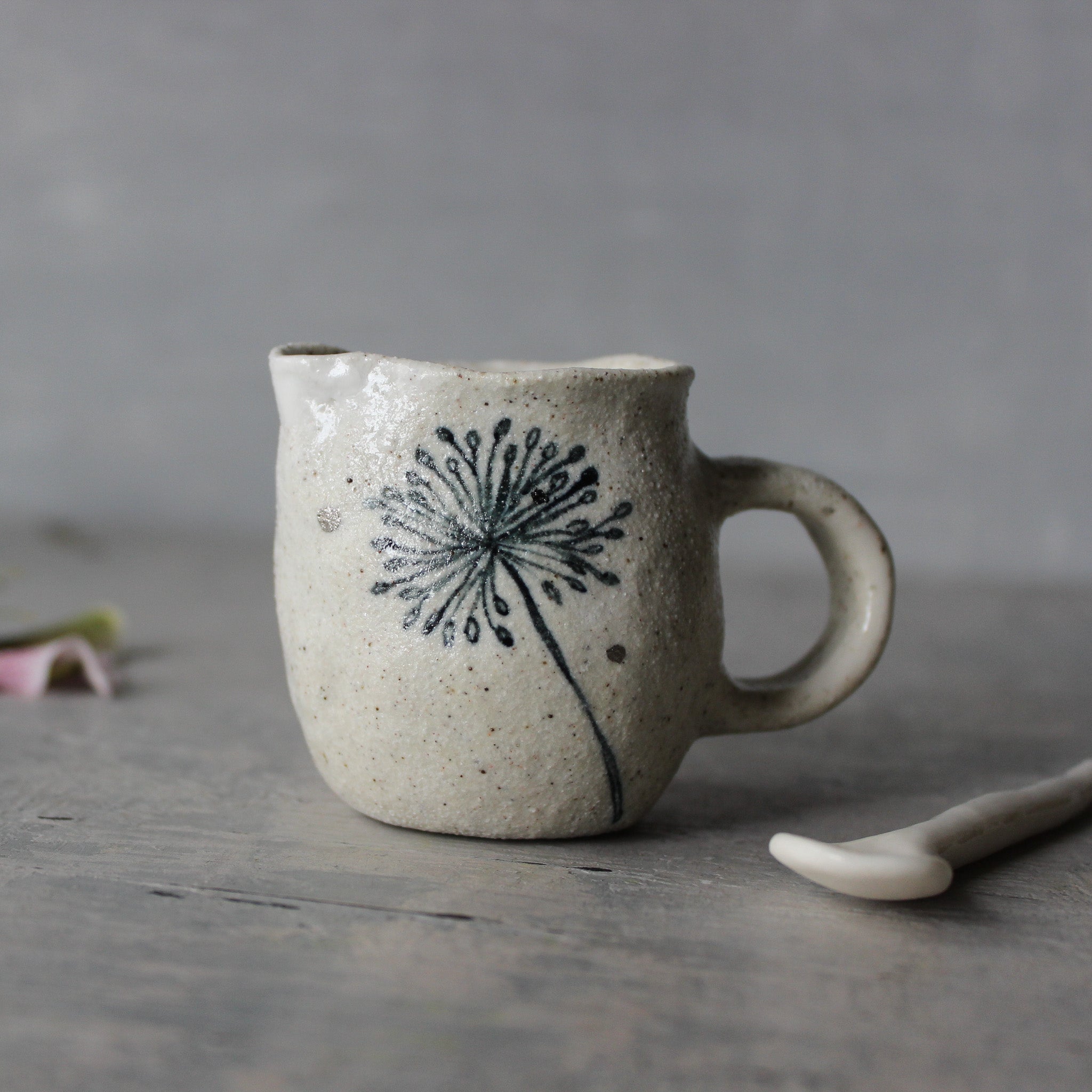 Little Ceramic Jug Dandelion Silver
