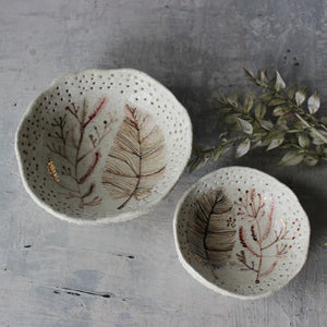 Little Sepia Feather Fern Dishes