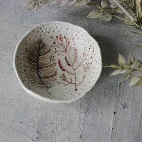 Little Sepia Feather Fern Dishes
