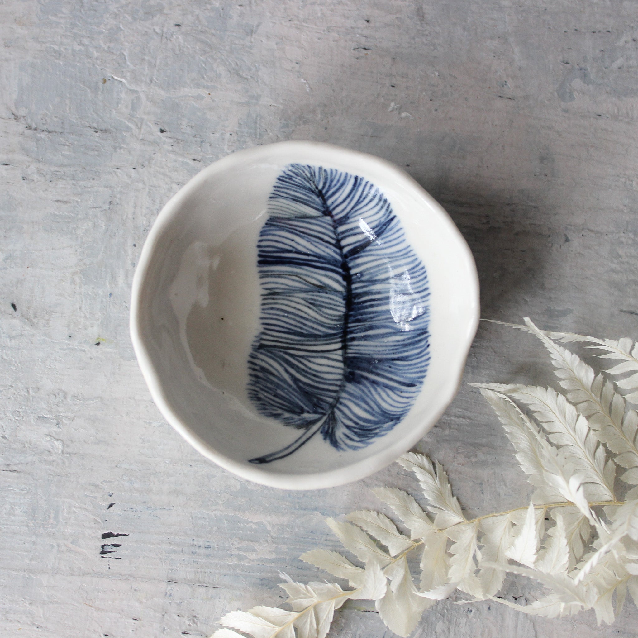 Porcelain Feather Trinket Dishes