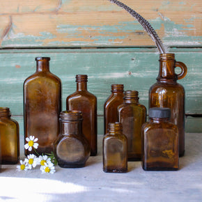 Vintage Amber Glass Bottles