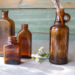 Vintage Amber Glass Bottles