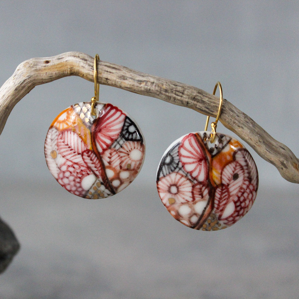 Ceramic Earrings Painted Detail #13
