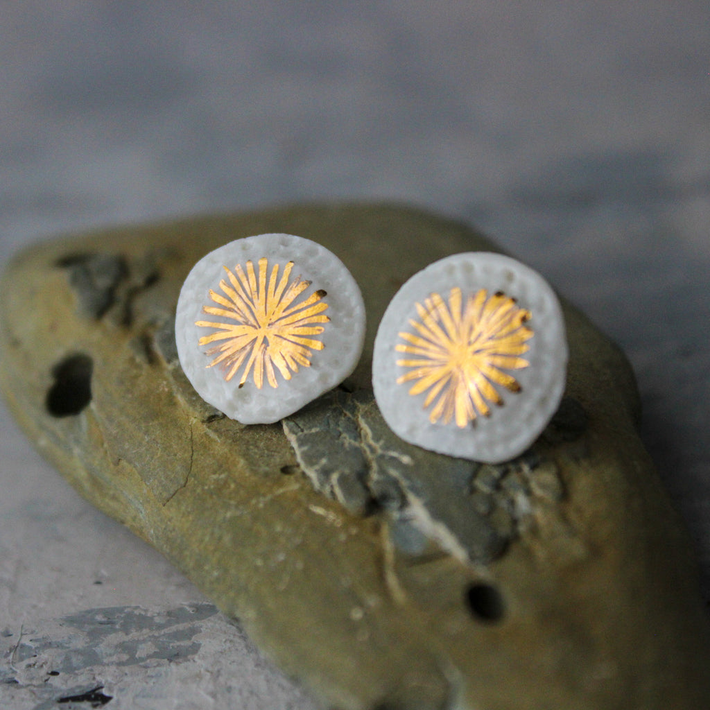 Porcelain Studs Gold Star