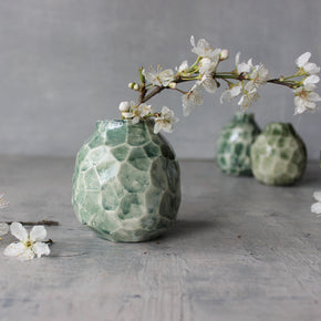 Little Faceted Green Vases
