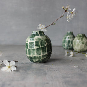Little Faceted Green Vases
