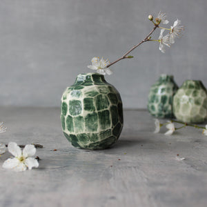 Little Faceted Green Vases