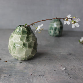 Little Faceted Green Vases