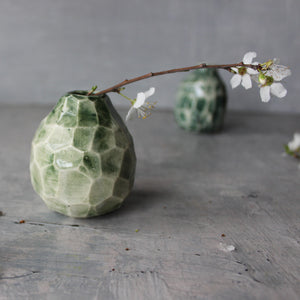 Little Faceted Green Vases