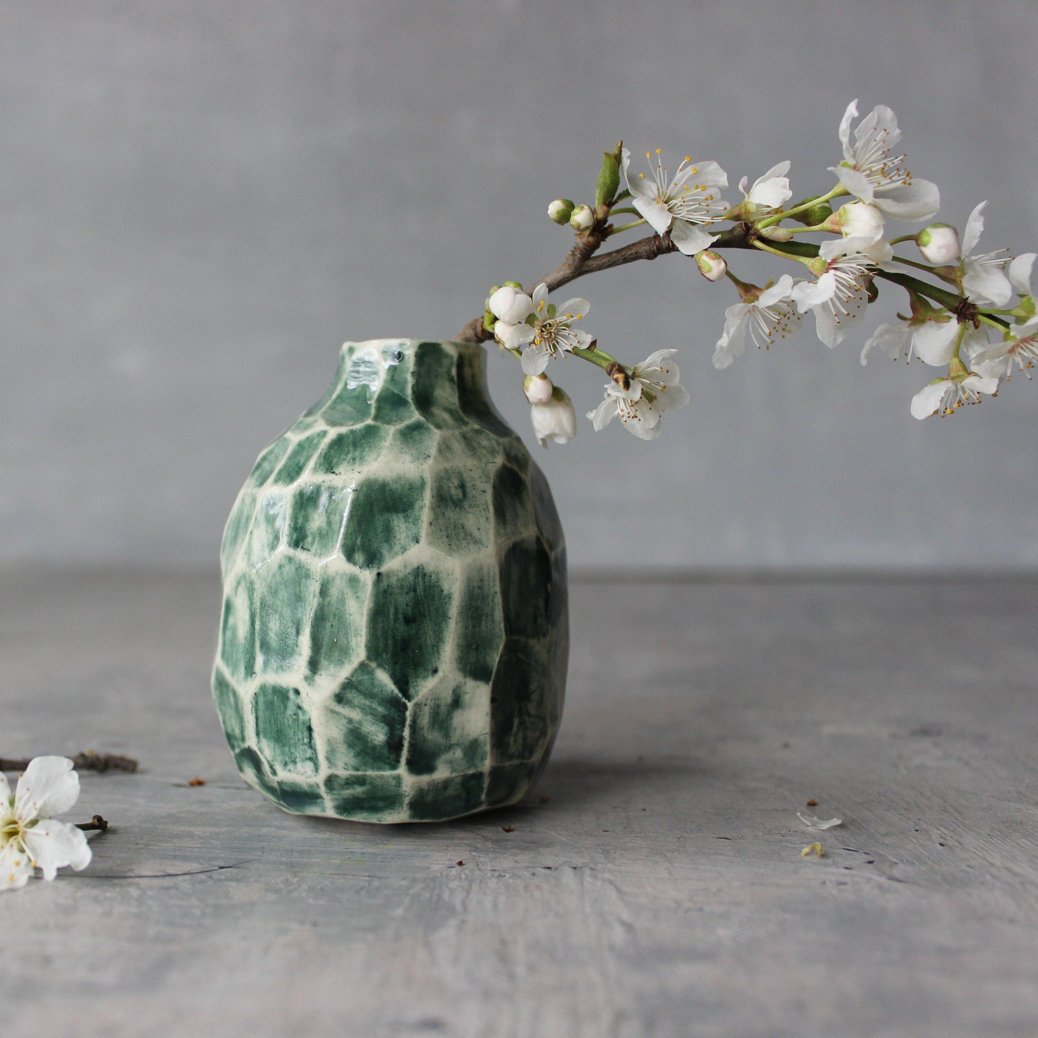 Little Faceted Green Vases