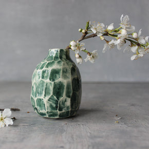 Little Faceted Green Vases