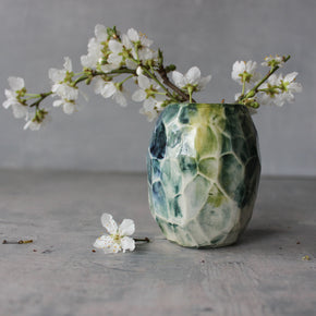 Little Faceted Green Vases