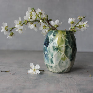Little Faceted Green Vases