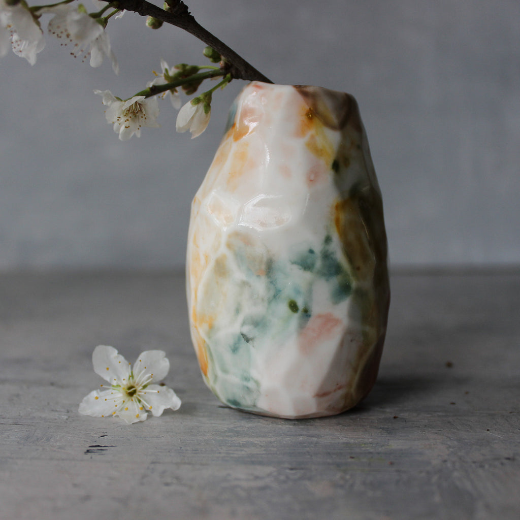 Pastel Faceted Bud Vase