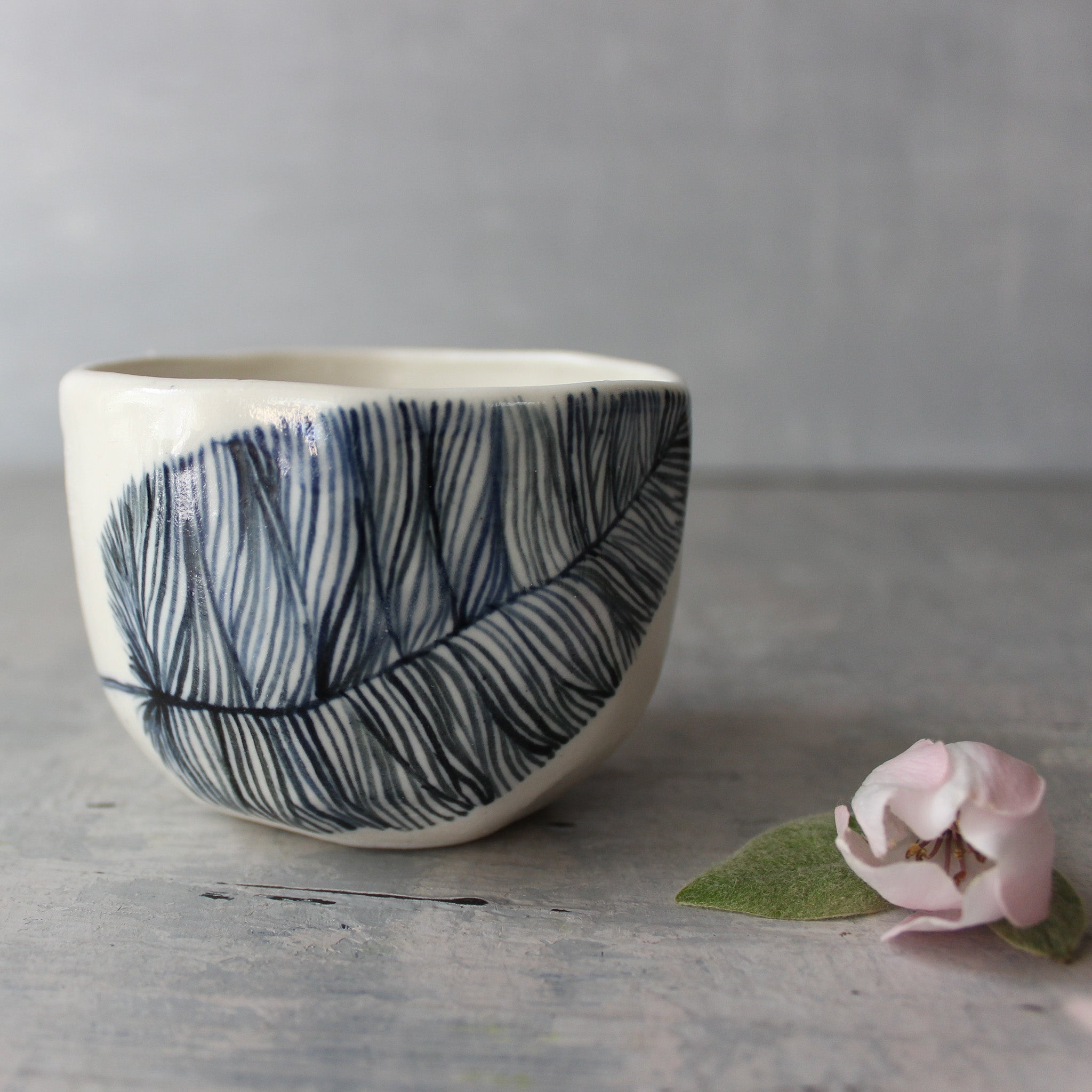 Indigo  Feather Cups