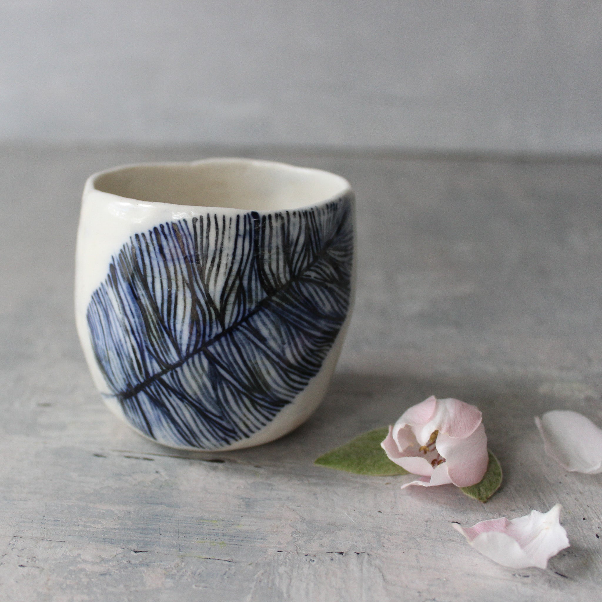 Indigo  Feather Cups
