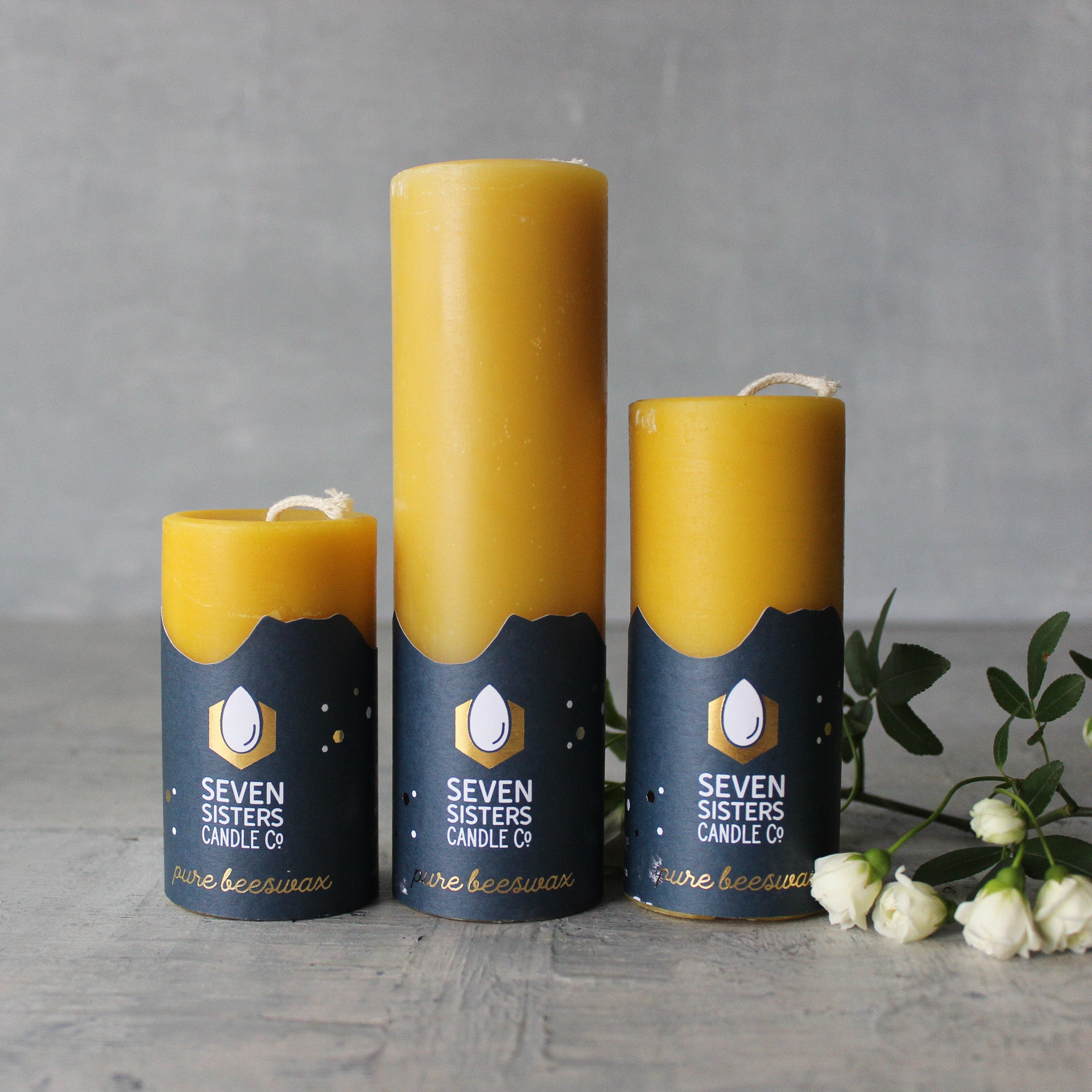 Seven Sisters Beeswax Pillar Candles