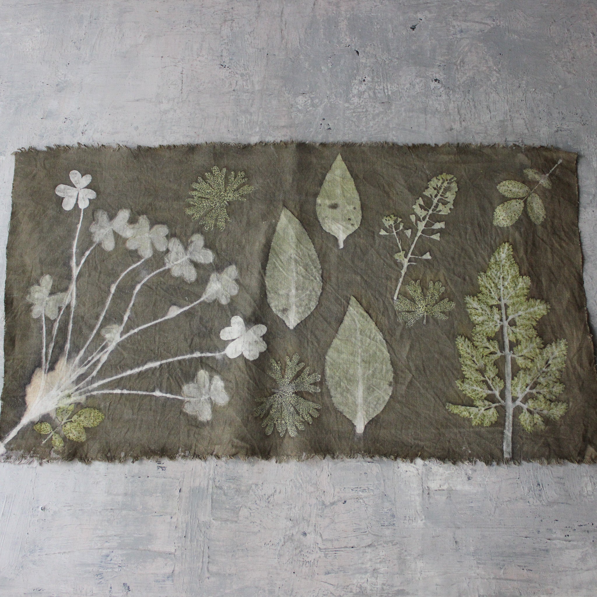 Botanical Eco Print Linen Panel Placemats Wood Sorrel