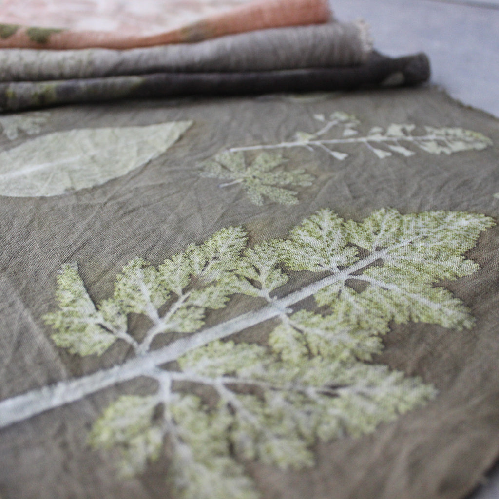 Botanical Eco Print Linen Panel Placemats Wood Sorrel