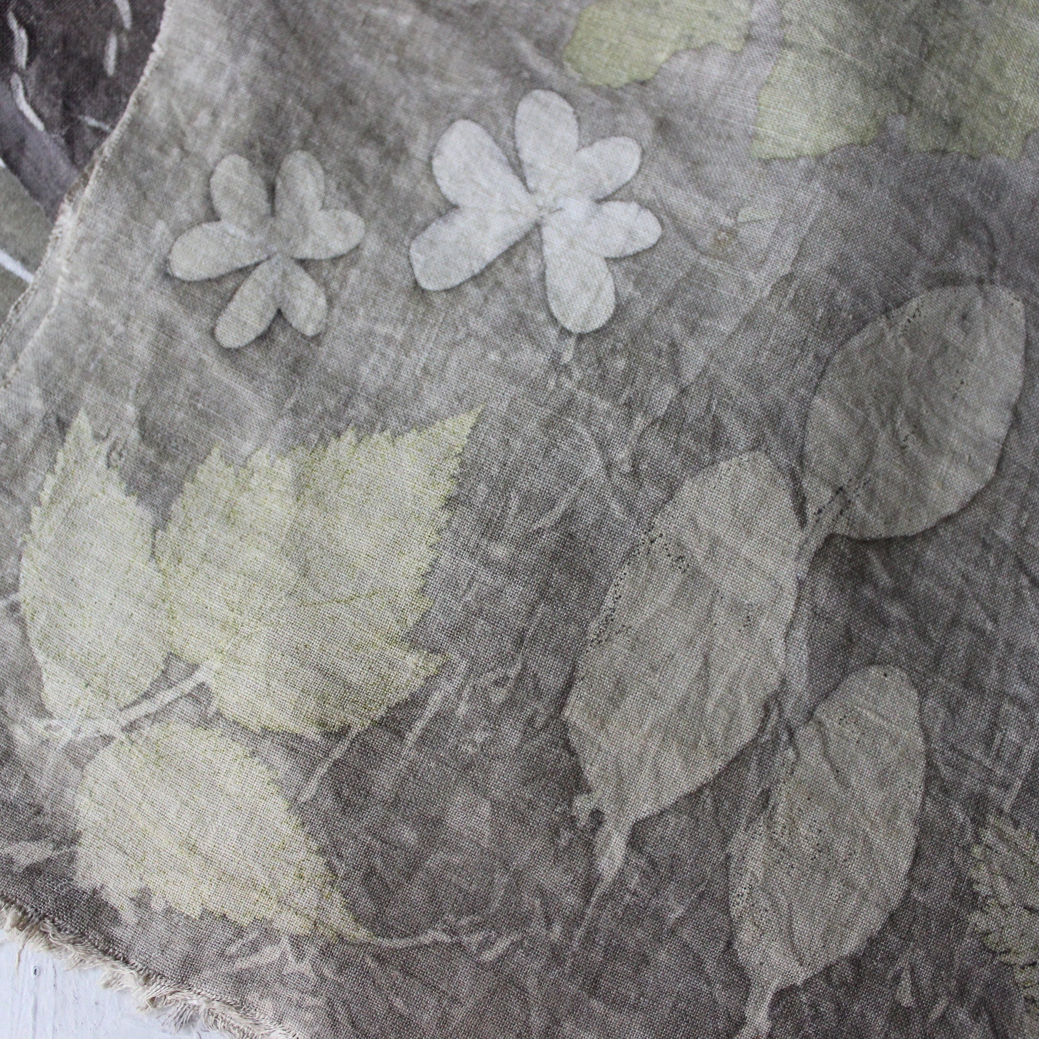 Botanical Eco Print Linen Panel Placemats Wood Sorrel