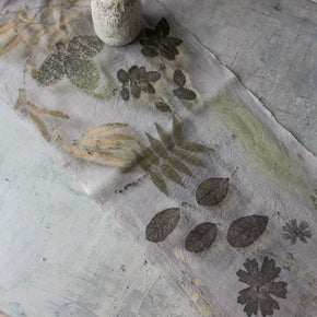 Botanical Eco Print Linen Runner #2