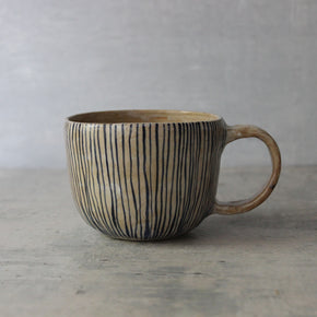 Ceramic Handled Cup : Blue Lines