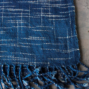 Lao Handwoven Cotton Scarf : Indigo Ikat