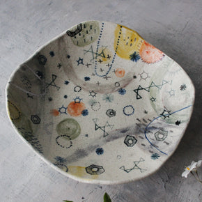 Large Stars & Cells Ceramic Bowl