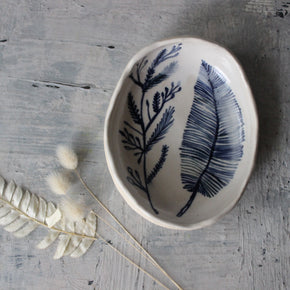 Indigo Feather Twig Dish
